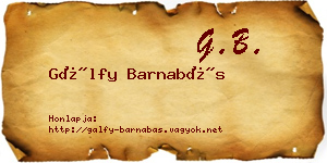 Gálfy Barnabás névjegykártya